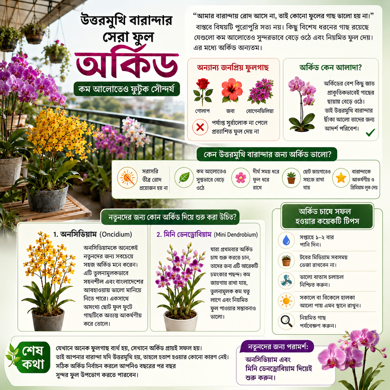 উত্তরমুখি বারান্দায় কোন ফুলের গাছ ভালো হয়? অর্কিডই হতে পারে আপনার সেরা সমাধান