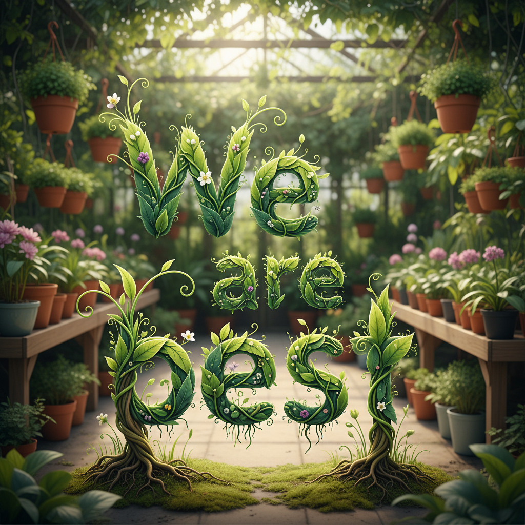 "We are best in plants nursery" make this type of an image. Inside the image the text will be "We are best" and the image will be in square shape. And the text design will be like plants